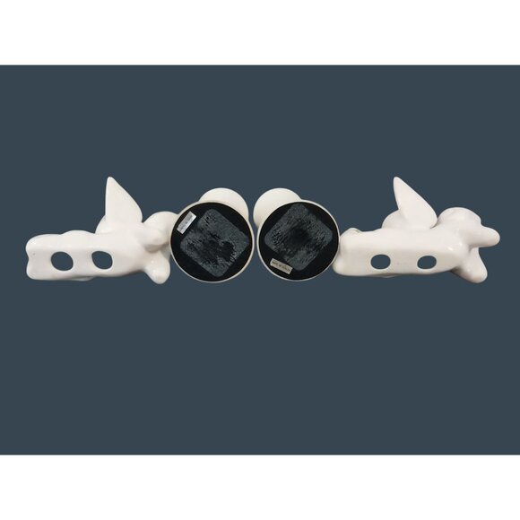 Vintage Cherub Angel Cupid And White Columns Ceramic Candlestick Candle Holders - Picture 5 of 7